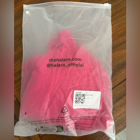 NWOT Halara Sheer Pink Long Sleeve Ruched Party Wedding Guest Dress Small - Picture 3 of 10